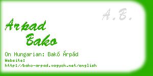 arpad bako business card