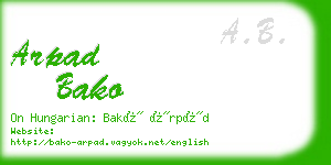 arpad bako business card